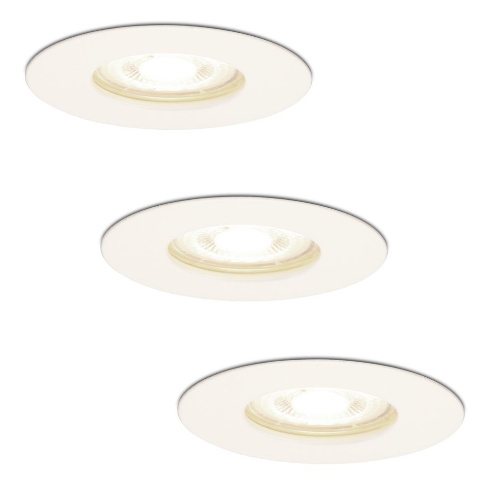 Set van 3 Bari LED Inbouwspots - 4 Watt 345 Lumen - 4000K neutraal wit - GU10 - Dimbaar - Rond - IP64 Waterdicht - Wit - Voor binnen