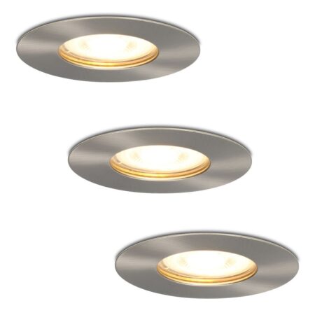 Set van 3 Bari LED Inbouwspots - 4 Watt 345 lumen - 2700K Warm Wit - GU10 - Dimbaar - Rond - IP65 Waterdicht - RVS - Voor binnen