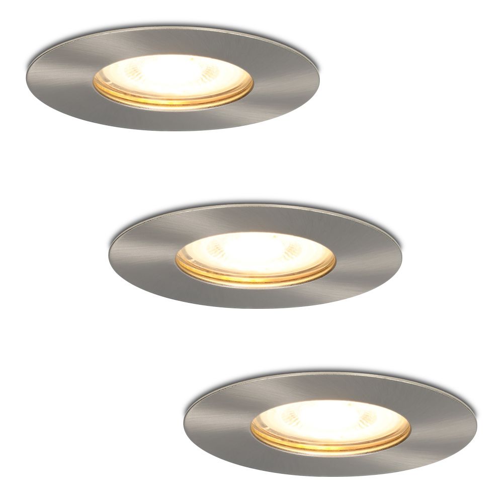 Set van 3 Bari LED Inbouwspots - 4 Watt 345 lumen - 2700K Warm Wit - GU10 - Dimbaar - Rond - IP65 Waterdicht - RVS - Voor binnen