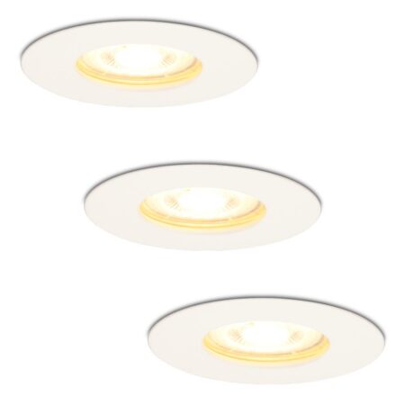 Set van 3 Bari LED Inbouwspots - 4 Watt 345 lumen - 2700K Warm Wit - GU10 - Dimbaar - Rond - IP65 Waterdicht - Wit - Voor binnen