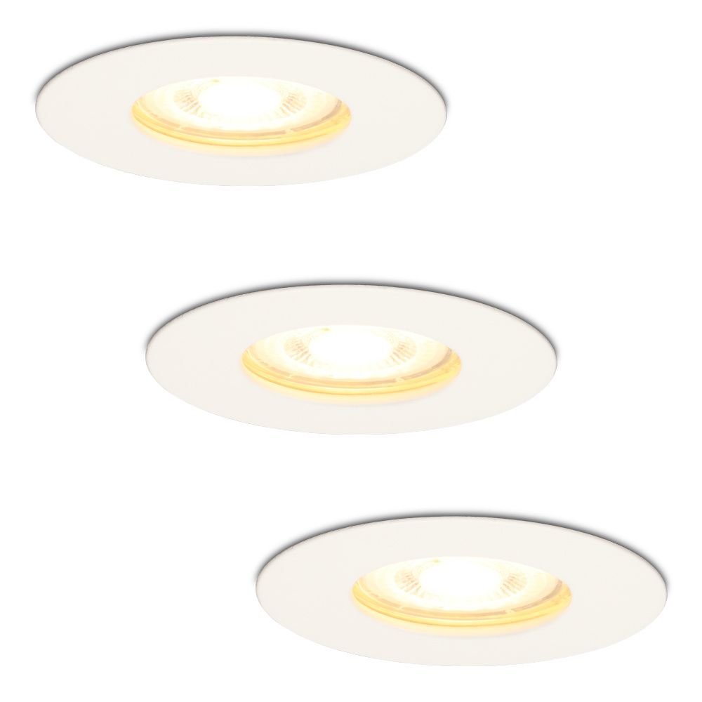 Set van 3 Bari LED Inbouwspots - 4 Watt 345 lumen - 2700K Warm Wit - GU10 - Dimbaar - Rond - IP65 Waterdicht - Wit - Voor binnen