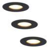 Set van 3 Bari LED Inbouwspots - 4 Watt 345 lumen - 2700K Warm Wit - GU10 - Dimbaar - Rond - IP65 Waterdicht - Zwart - Voor binnen