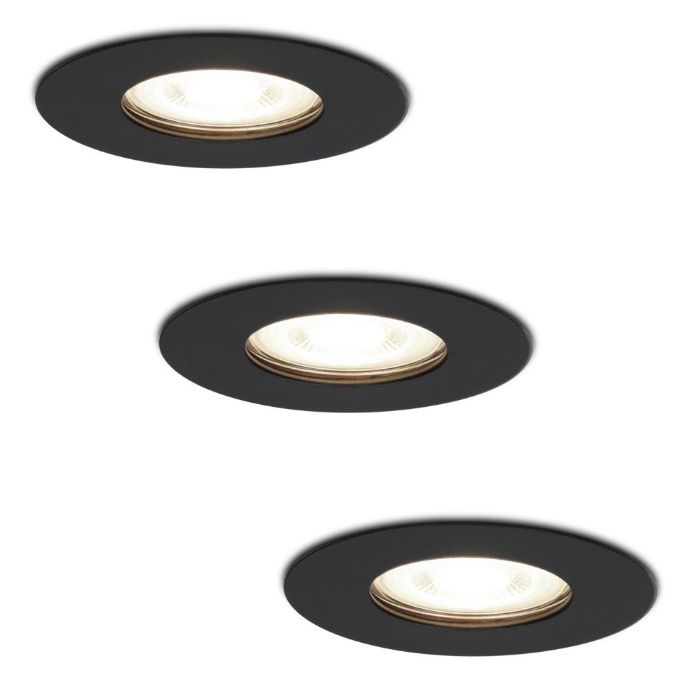 Set van 3 Bari LED inbouwspots - 4 Watt 345 Lumen - 4000K neutraal wit - GU10 - Dimbaar - Rond - IP64 Waterdicht - Zwart - Voor binnen