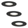 Set van 3 Bari LED inbouwspots - 4 Watt 345 Lumen - 6500K daglicht wit - GU10 - Dimbaar - Rond - IP64 Waterdicht - Zwart - Voor binnen
