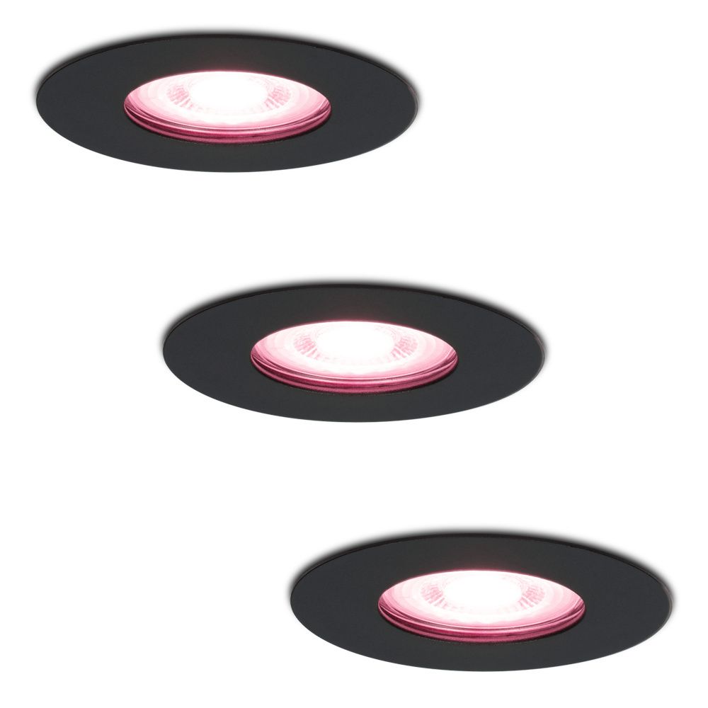 Set van 3 Bari Smart inbouwspots - IP65 waterdicht - Wifi + Bluetooth - RGBWW - GU10 - Google Home