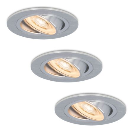 Set van 3 Chandler LED inbouwspots - 6W 570lm - GU10 LED Module - 2700K warm wit - Dimbaar - Kantelbaar - IP20 Voor binnen - RVS | HOFTRONIC