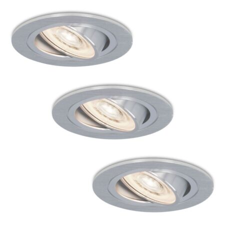 Set van 3 Chandler LED inbouwspots - 6W 570lm - GU10 LED Module - 4000K neutraal wit - Dimbaar - Kantelbaar - IP20 voor binnen - RVS | HOFTRONIC