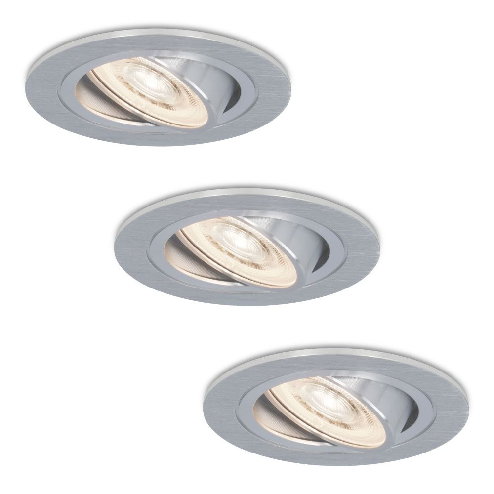 Set van 3 Chandler LED inbouwspots - 6W 570lm - GU10 LED Module - 4000K neutraal wit - Dimbaar - Kantelbaar - IP20 voor binnen - RVS | HOFTRONIC