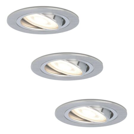 Set van 3 Chandler LED inbouwspots - GU10 4 Watt 345 Lumen - 4000K neutraal wit - Dimbaar - Rond - Kantelbaar - IP20 Voor binnen - RVS | HOFTRONIC
