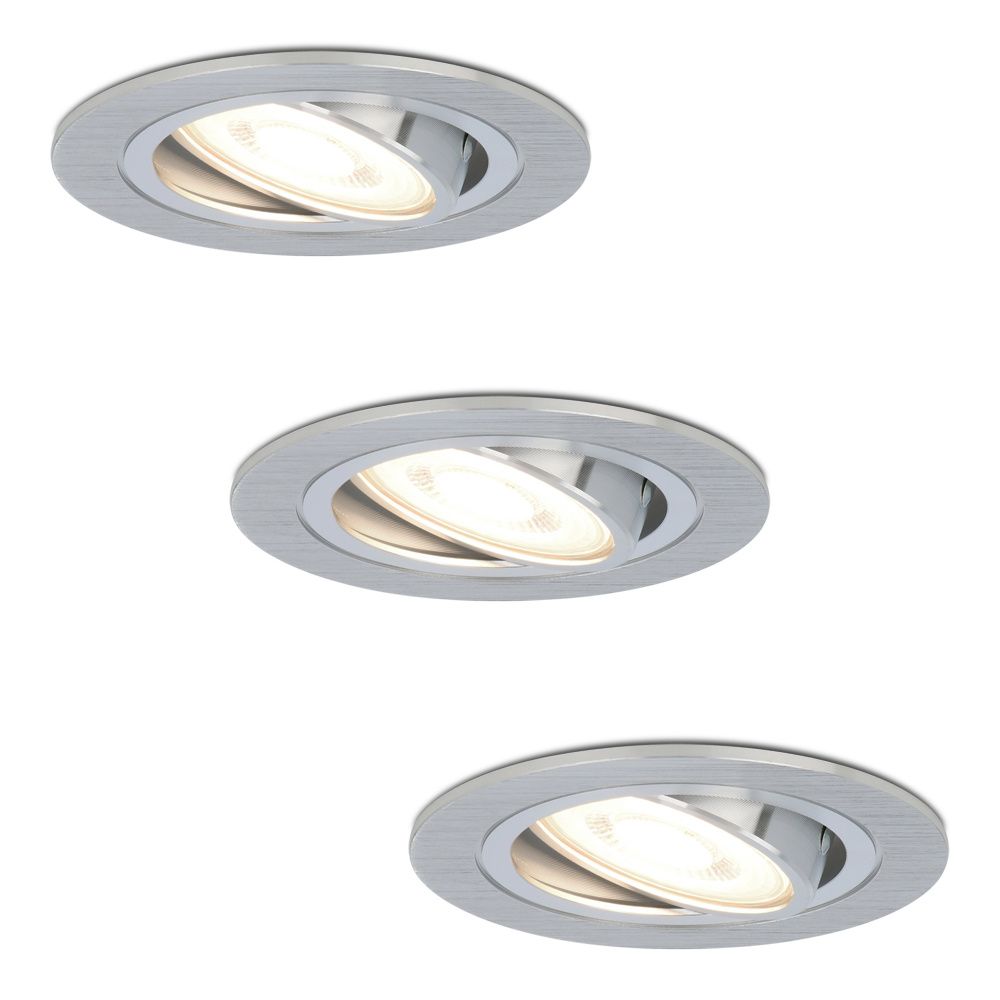 Set van 3 Chandler LED inbouwspots - GU10 4 Watt 345 Lumen - 4000K neutraal wit - Dimbaar - Rond - Kantelbaar - IP20 Voor binnen - RVS | HOFTRONIC