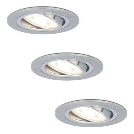 Set van 3 Chandler LED inbouwspots - GU10 4 Watt 345 Lumen - 6500K Daglicht wit - Dimbaar - Rond - Kantelbaar - IP20 Voor binnen - RVS | HOFTRONIC