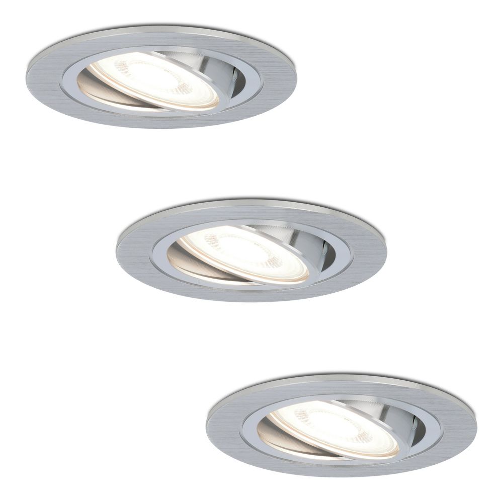 Set van 3 Chandler LED inbouwspots - GU10 4 Watt 345 Lumen - 6500K Daglicht wit - Dimbaar - Rond - Kantelbaar - IP20 Voor binnen - RVS | HOFTRONIC