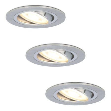 Set van 3 Chandler LED inbouwspots - GU10 4 Watt 345 lumen - 2700K Warm wit - Dimbaar - Rond - Kantelbaar - IP20 Voor binnen - RVS | HOFTRONIC