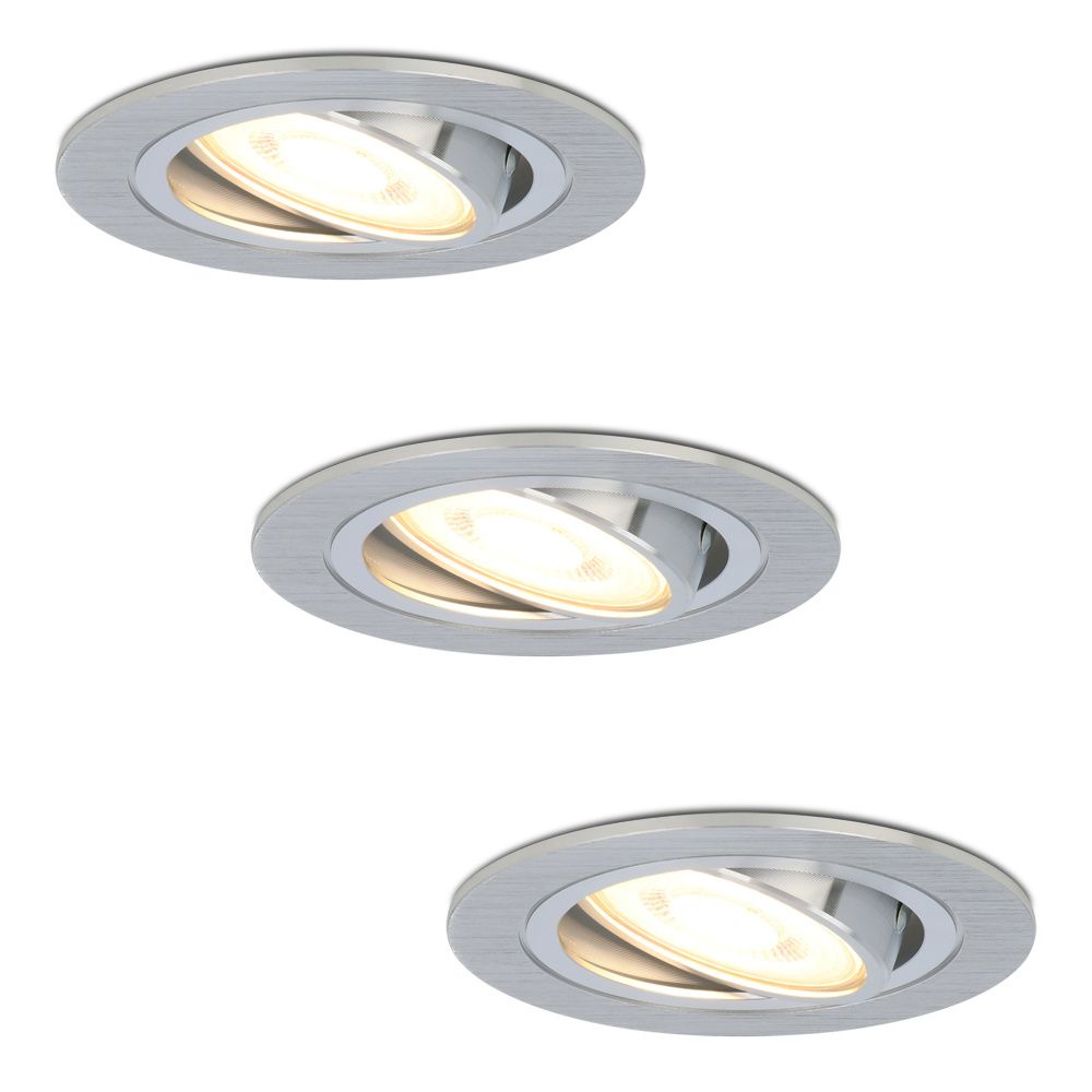 Set van 3 Chandler LED inbouwspots - GU10 4 Watt 345 lumen - 2700K Warm wit - Dimbaar - Rond - Kantelbaar - IP20 Voor binnen - RVS | HOFTRONIC
