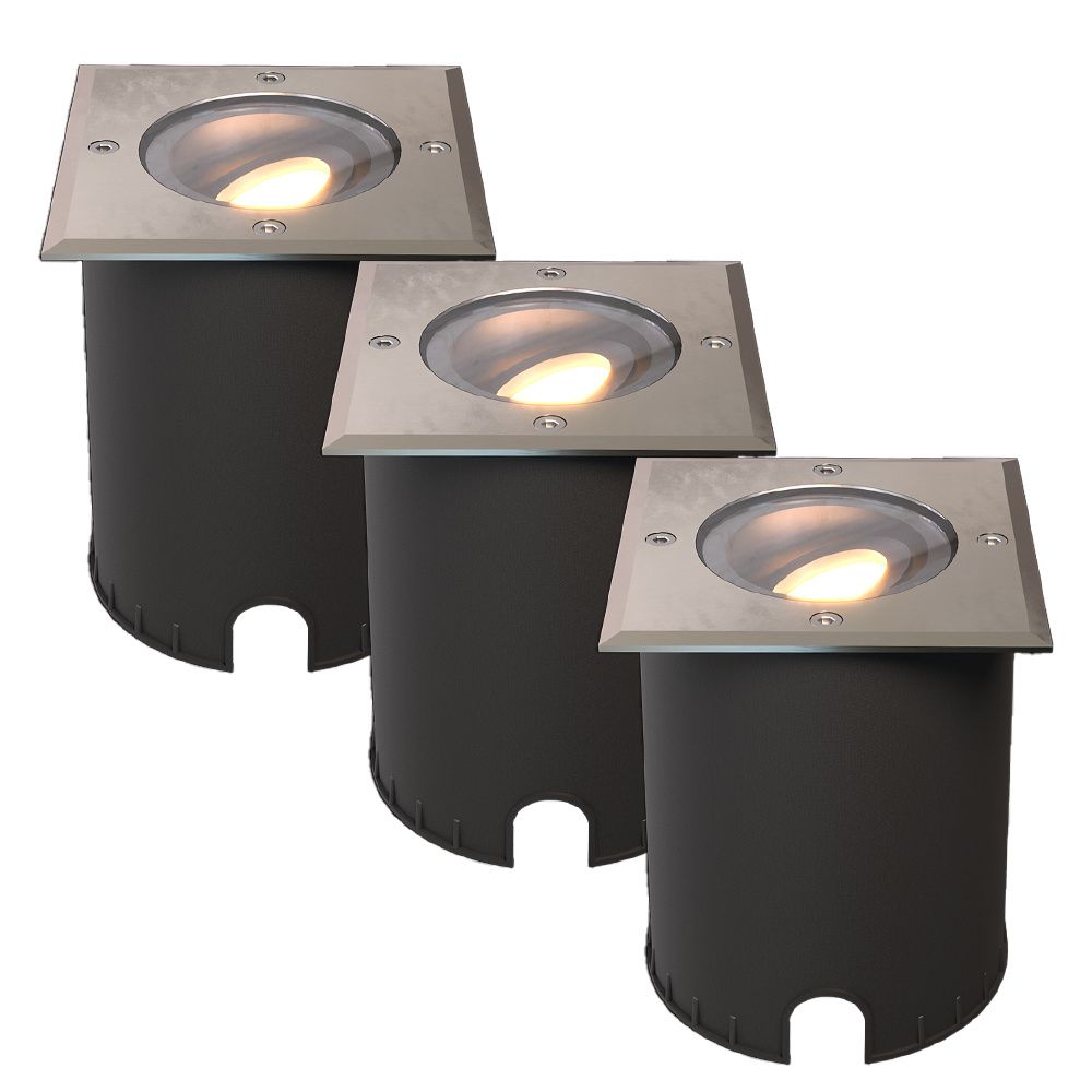 Set van 3 Cody LED Grondspots RVS - GU10 4