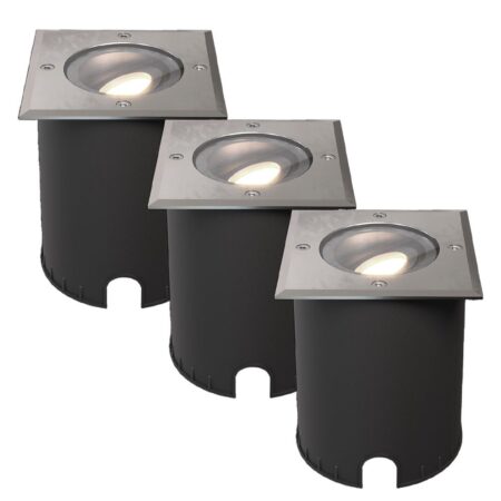 Set van 3 Cody LED Grondspots RVS - GU10 4