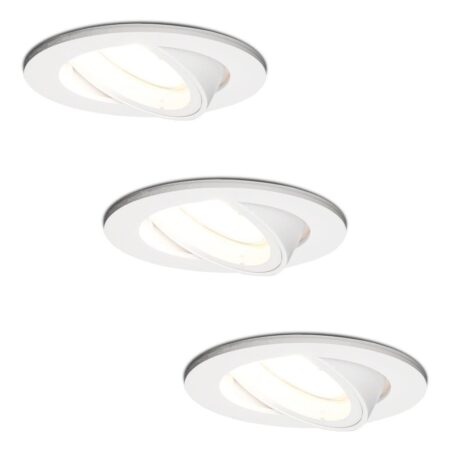 Set van 3 Dublin LED inbouwspot - 4 Watt 345 Lumen - 6500K Daglicht wit - GU10 - Dimbaar - Rond - Kantelbaar - IP20 waterdicht - Wit | HOFTRONIC