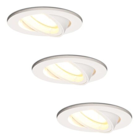 Set van 3 Dublin LED inbouwspots - 4 Watt 345 lumen - 2700K Warm wit - GU10 - Dimbaar - Rond - Kantelbaar - IP20 voor binnen - Wit | HOFTRONIC