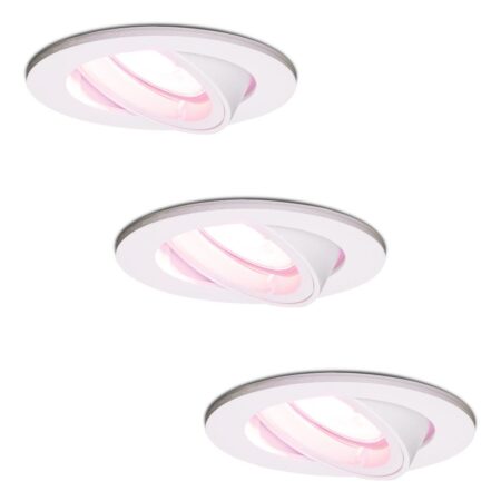 Set van 3 Dublin smart inbouwspots - Wifi + Bluetooth - RGBWW - GU10 - Kantelbaar - Google Home
