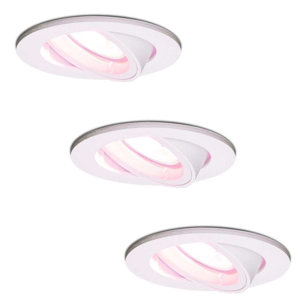 Set van 3 Dublin smart inbouwspots - Wifi + Bluetooth - RGBWW - GU10 - Kantelbaar - Google Home