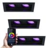Set van 3 Durham Dubbel smart inbouwspots vierkant - Wifi + Bluetooth - RGBWW - GU10 11 Watt 670 Lumen - Kantelbaar - Google Home