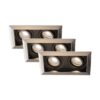 Set van 3 Durham - LED Inbouwspot - 8 Watt 690 Lumen - 4000K Neutraal wit - Dubbel - GU10 - Kantelbaar - Verzonken - IP20 voor binnen - Rechthoek - RVS | HOFTRONIC