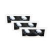 Set van 3 Durham - LED Inbouwspot - 8 Watt 690 Lumen - 6500K Daglicht wit - Dubbel - GU10 - Kantelbaar - IP20 voor binnen - Rechthoek - Wit/Zwart | HOFTRONIC