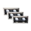 Set van 3 Durham - LED Inbouwspot - 8 Watt 690 Lumen - 6500K Daglicht wit - Dubbel - GU10 - Kantelbaar - Verzonken - IP20 voor binnen - Rechthoek - RVS | HOFTRONIC