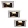 Set van 3 Durham LED inbouwspots vierkant - 4 Watt 345 lumen - 2700k warm wit - GU10 - Dimbaar Kantelbaar - Voor binnen - RVS | HOFTRONIC