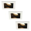 Set van 3 Durham LED inbouwspots vierkant - 4 Watt 345 lumen - 2700k warm wit - GU10 - Dimbaar Kantelbaar - Voor binnen - Wit | HOFTRONIC