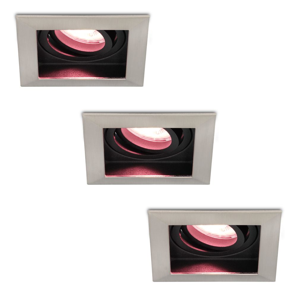 Set van 3 Durham smart inbouwspots vierkant - Wifi + Bluetooth - RGBWW - GU10 - Kantelbaar - Google Home