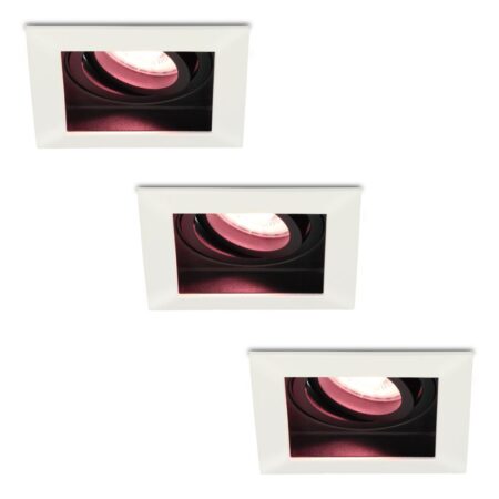 Set van 3 Durham smart inbouwspots vierkant - Wifi + Bluetooth - RGBWW - GU10 - Kantelbaar - Google Home