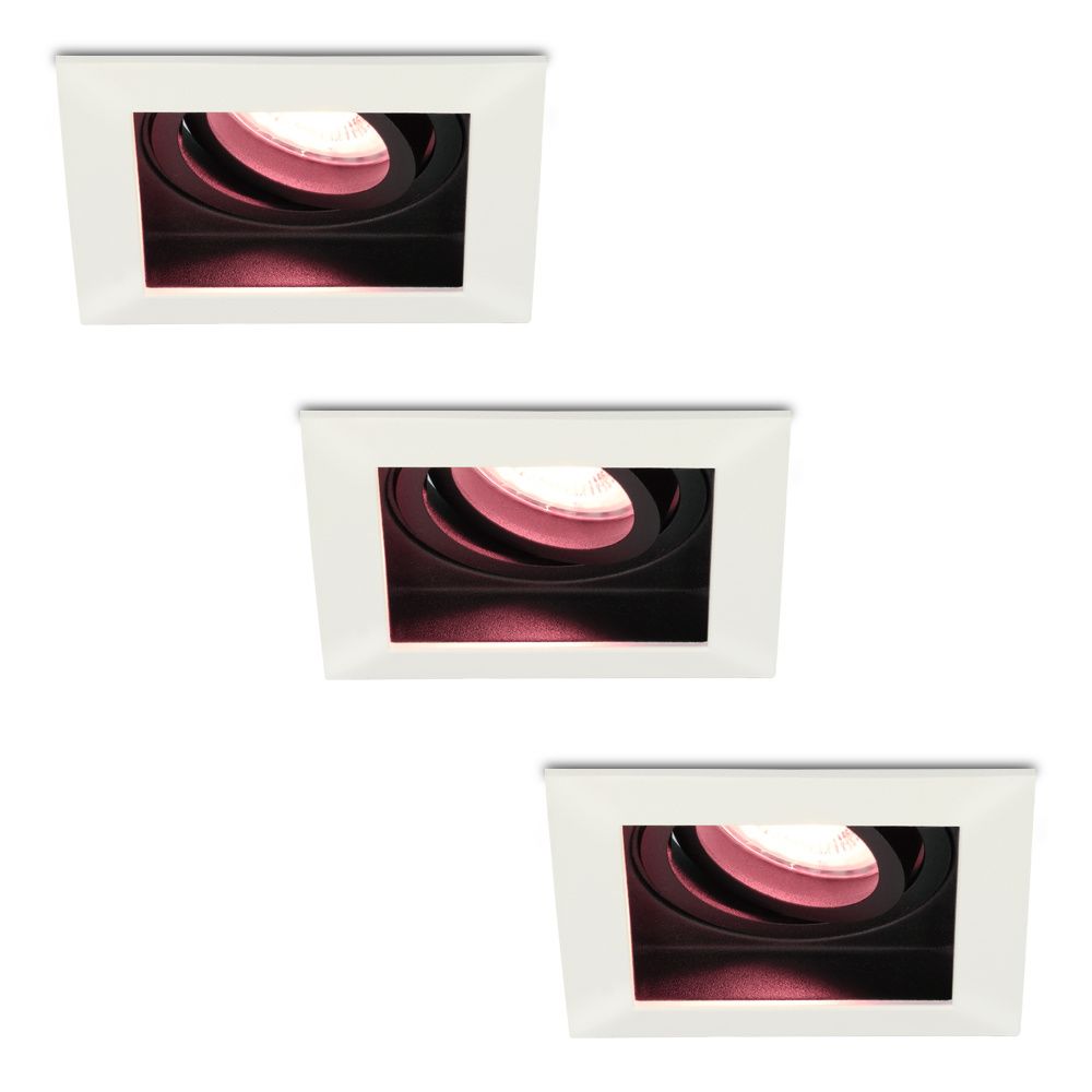 Set van 3 Durham smart inbouwspots vierkant - Wifi + Bluetooth - RGBWW - GU10 - Kantelbaar - Google Home