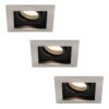 Set van 3 Durham vierkante LED inbouwspots - 4 Watt 345 Lumen - 4000K neutraal wit - GU10 - Dimbaar Kantelbaar - Voor binnen - RVS | HOFTRONIC