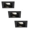 Set van 3 Durham vierkante LED inbouwspots - 4 Watt 345 Lumen - 4000K neutraal wit - GU10 - Dimbaar Kantelbaar - Voor binnen - Zwart | HOFTRONIC