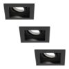Set van 3 Durham vierkante LED inbouwspots - 4 Watt 345 Lumen - 6500K daglicht wit - GU10 - Dimbaar Kantelbaar - Voor binnen - Zwart | HOFTRONIC