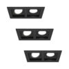 Set van 3 Fresno Dubbele Inbouwspot - Rechthoek - 2x GU10 - 6500K Daglicht wit - 8 Watt 690 Lumen - Kantelbaar - IP20 stofdicht - Zwart | HOFTRONIC