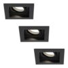 Set van 3 Fresno LED inbouwspots vierkant - GU10 - 4 Watt 345 Lumen - 4000K neutraal wit - Dimbaar - Kantelbaar - Verzonken - IP20 voor binnen - Zwart - Anti-glare | HOFTRONIC