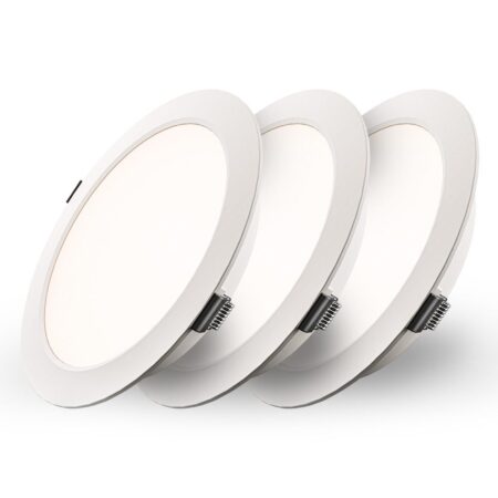 Set van 3 Georgia LED platte Inbouwspots wit - inbouwdiepte 25mm - 12W 1160lm - Rond - 4000K Neutraal Wit - Ø170 mm - IP20 voor binnen | HOFTRONIC