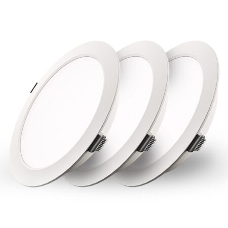 Set van 3 Georgia LED platte Inbouwspots wit - inbouwdiepte 25mm - 12W 1160lm - Rond - 6500K Daglicht Wit - Ø170 mm - IP20 voor binnen | HOFTRONIC
