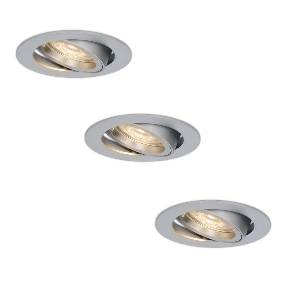 Set van 3 Jose LED inbouwspots - 5 Watt 400 lumen - 4000K Neutraal wit - GU10 - Dimbaar - Rond - Kantelbaar - Voor binnen - RVS | HOFTRONIC