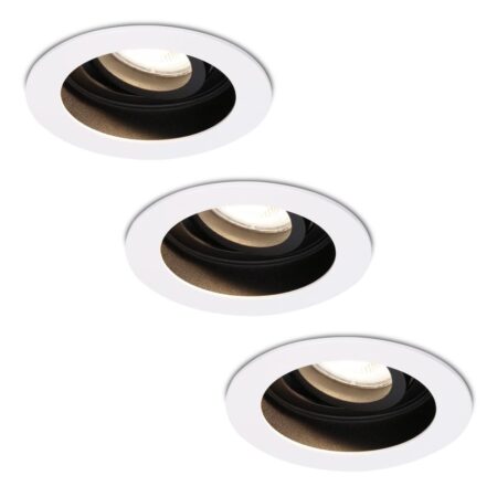 Set van 3 Laredo LED inbouwspots - GU10 4 Watt 345 Lumen - 4000K neutraal wit - Dimbaar - verzonken - Rond - Kantelbaar - IP20 Voor binnen - Wit | HOFTRONIC
