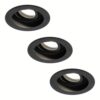 Set van 3 Laredo LED inbouwspots - GU10 4 Watt 345 Lumen - 4000K neutraal wit - Dimbaar - verzonken - Rond - Kantelbaar - IP20 Voor binnen - Zwart | HOFTRONIC