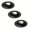 Set van 3 Laredo LED inbouwspots - GU10 4 Watt 345 Lumen - 6500K daglicht wit - Dimbaar - verzonken - Rond - Kantelbaar - IP20 Voor binnen - Zwart | HOFTRONIC