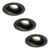 Set van 3 Laredo LED inbouwspots - GU10 4 Watt 345 lumen - 2700K Warm wit - Dimbaar - verzonken - Rond - Kantelbaar - IP20 Voor binnen - Zwart | HOFTRONIC