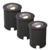 Set van 3 Lilly dimbare LED Grondspot - Kantelbaar - Overrijdbaar - Rond - 2700K warm wit - IP67 waterdicht - 3 jaar garantie - Zwart | HOFTRONIC