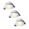 Set van 3 Lima LED inbouwspots - 4 Watt 345 Lumen - 4000K neutraal wit - GU10 - Dimbaar - Rond - Kantelbaar - IP65 Waterdicht - Wit - Voor binnen
