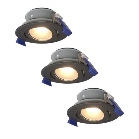 Set van 3 Lima LED inbouwspots - 4 Watt 345 Lumen - 4000K neutraal wit - GU10 - Dimbaar - Rond - Kantelbaar - IP65 Waterdicht - Zwart - Voor binnen