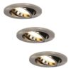 Set van 3 Lublin LED inbouwspots - 4 Watt 345 lumen - 2700K Warm wit - GU10 - Dimbaar - Rond - Kantelbaar - IP20 Voor binnen - RVS | HOFTRONIC