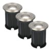 Set van 3 Maisy LED Grondspot - Dimbaar - Rond - Ø12cm - GU10 - 4 Watt 345 Lumen - 6500K daglicht wit - RVS - IP67 waterdicht - Tuinspot - Oprit | HOFTRONIC